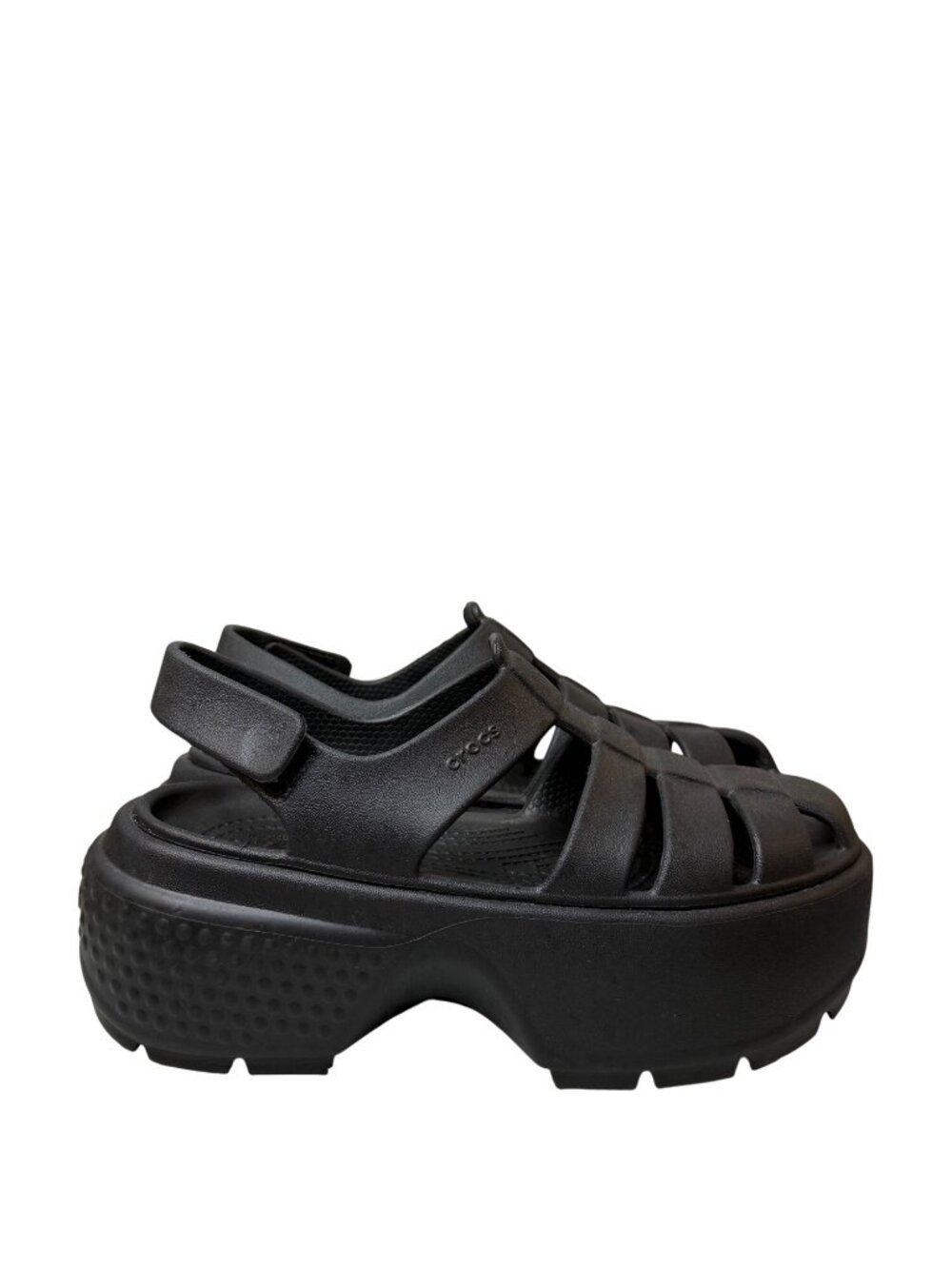 Crocs Stomp Fisherman Black Platform Sandals Womens Size 5